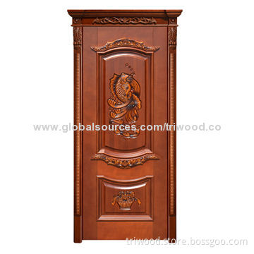 Interior Solid Wood Door with 100% Solid Hardwood and Environment-friendly Painting